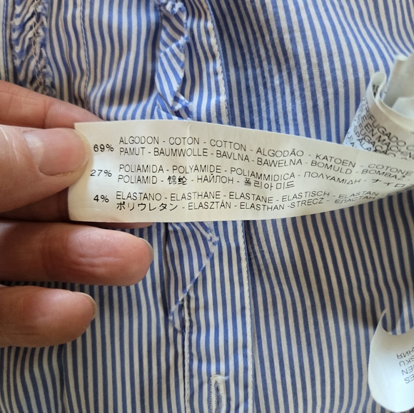 Zara | Blue Striped Women's Top, Size L (Made Small) - Picture 6 of 9
